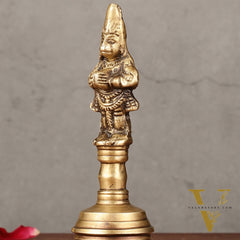 Antique Brass Lord Hanuman Temple Hand Bell for Pooja | Height 5.5 inch