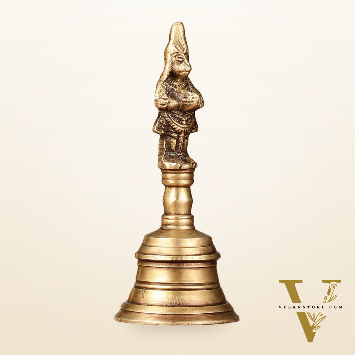 Antique Brass Lord Hanuman Temple Hand Bell for Pooja | Height 5.5 inch