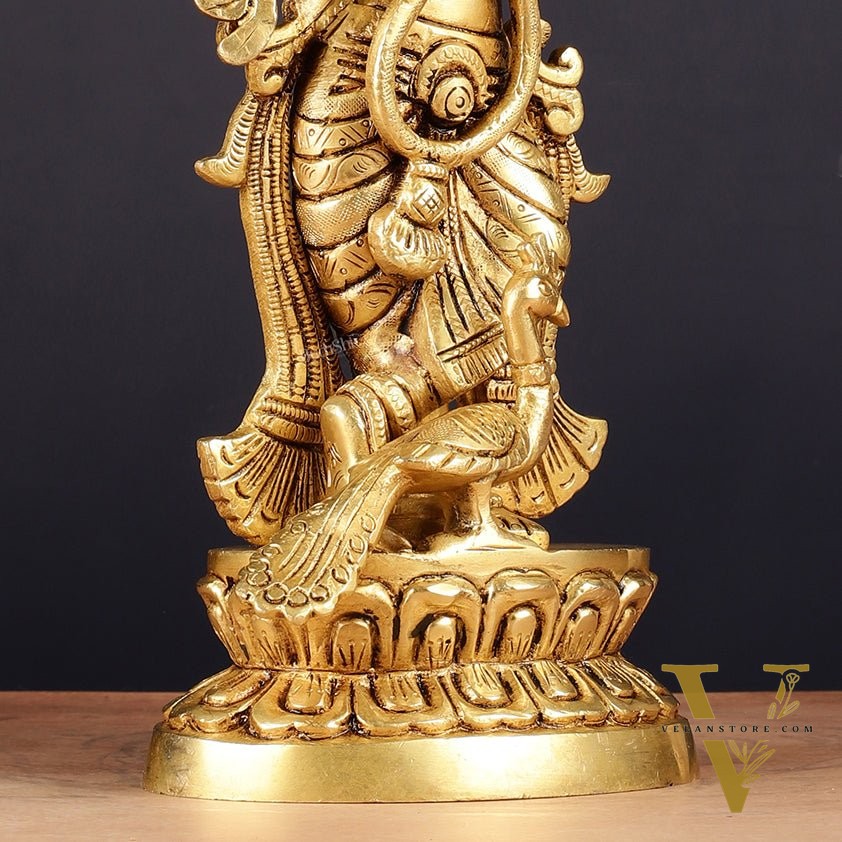 Antique Brass Lord Krishna Idol | Height 12.5 inch