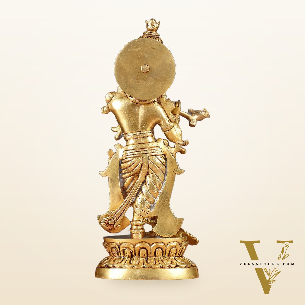 Antique Brass Lord Krishna Idol | Height 12.5 inch