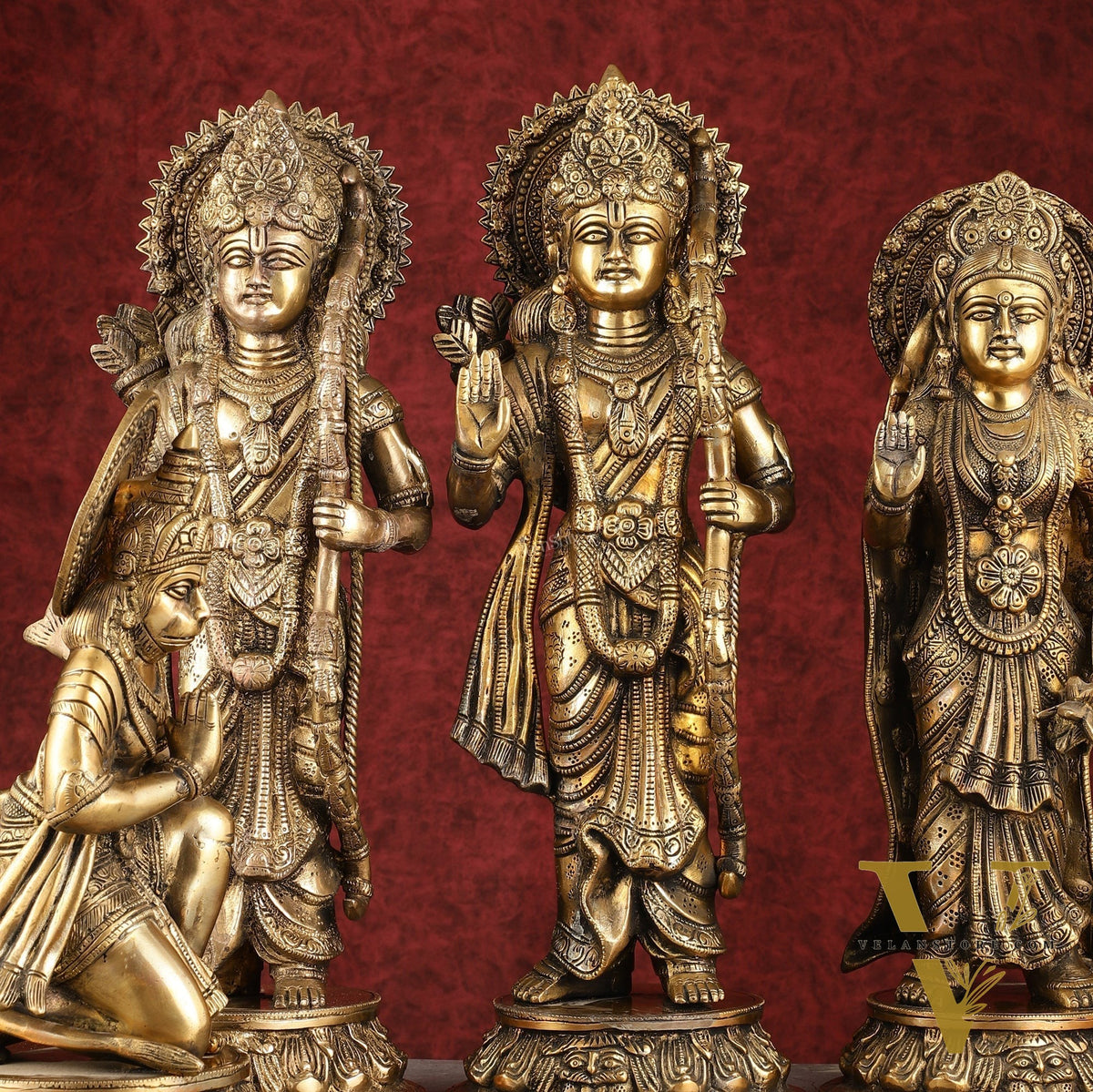 Antique Brass Ram Darbar Idols Set 16" - Finely Crafted