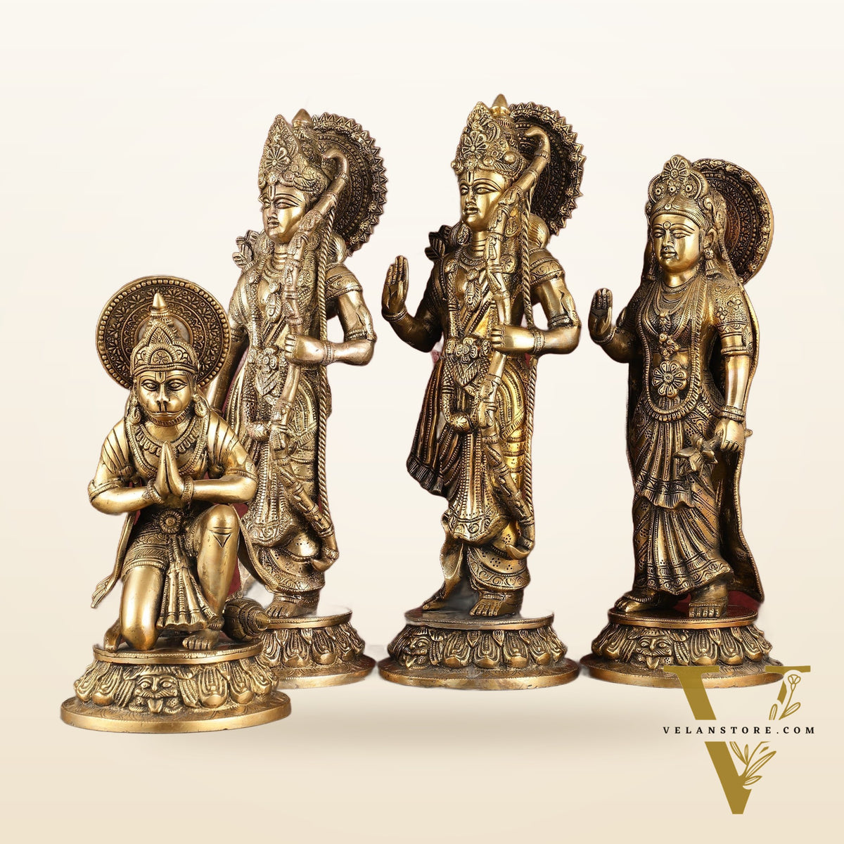 Antique Brass Ram Darbar Idols Set 16" - Finely Crafted