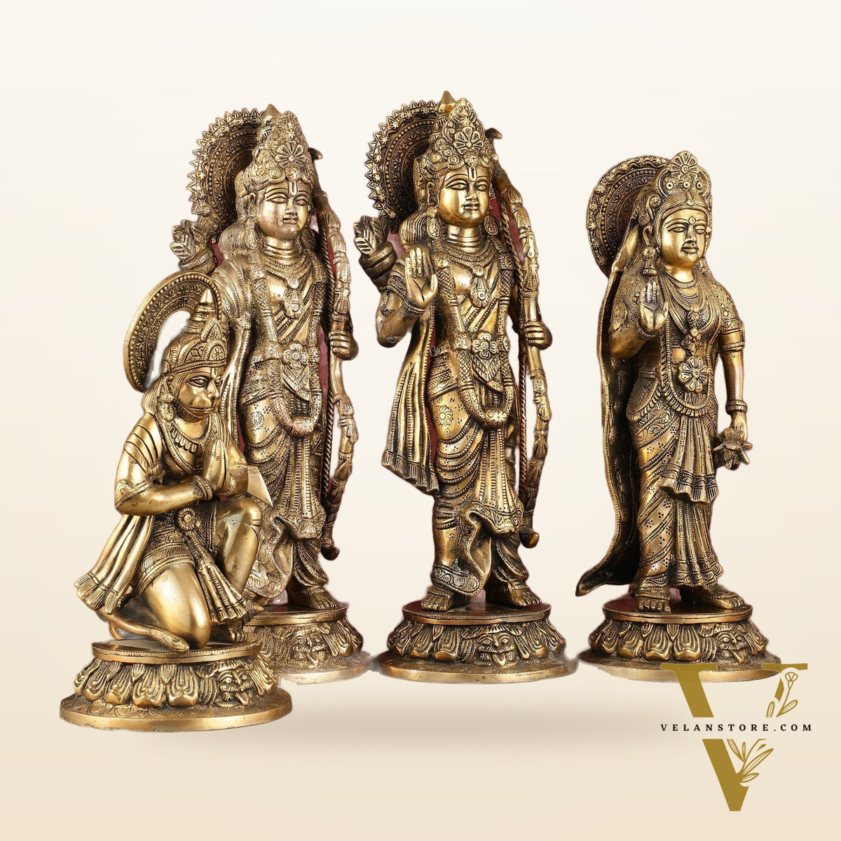 Antique Brass Ram Darbar Idols Set 16" - Finely Crafted