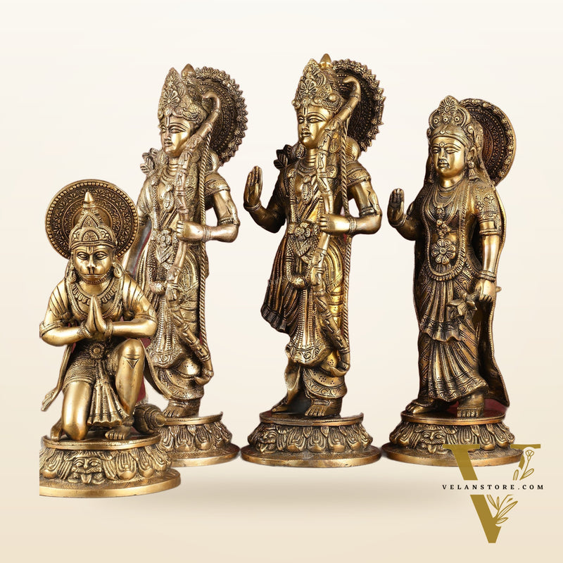 Antique Brass Ram Darbar Idols Set 16" - Finely Crafted