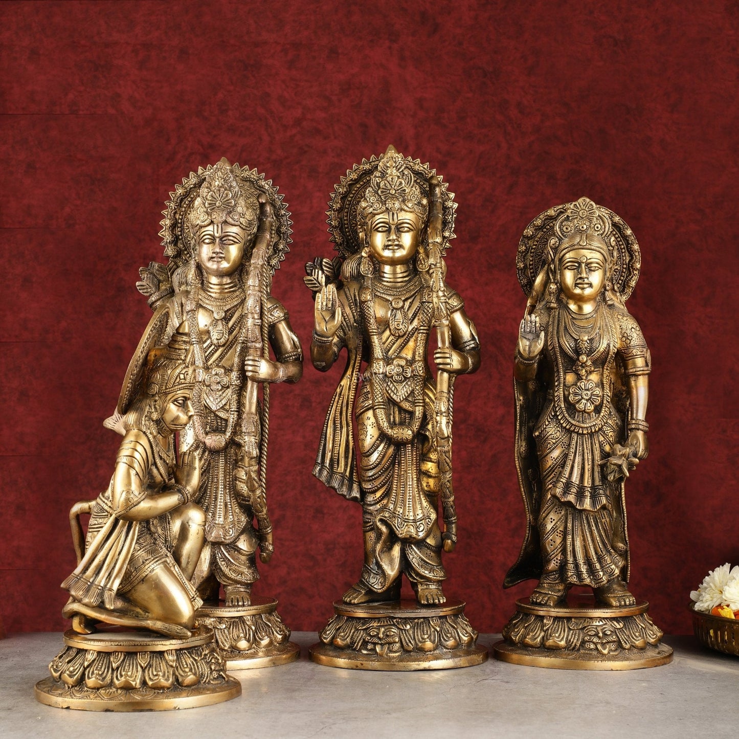 Antique Brass Ram Darbar Idols Set 16" - Finely Crafted