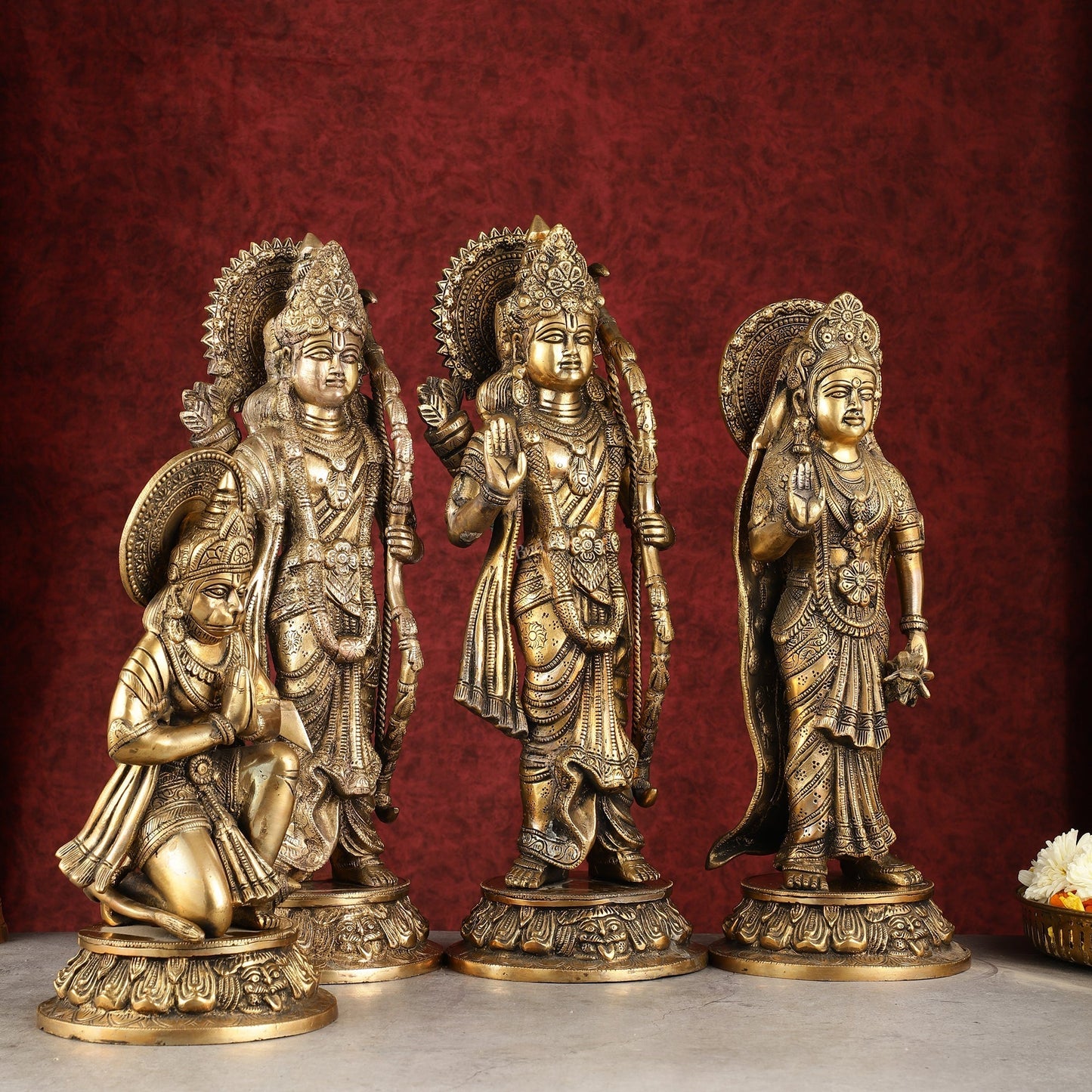 Antique Brass Ram Darbar Idols Set 16" - Finely Crafted