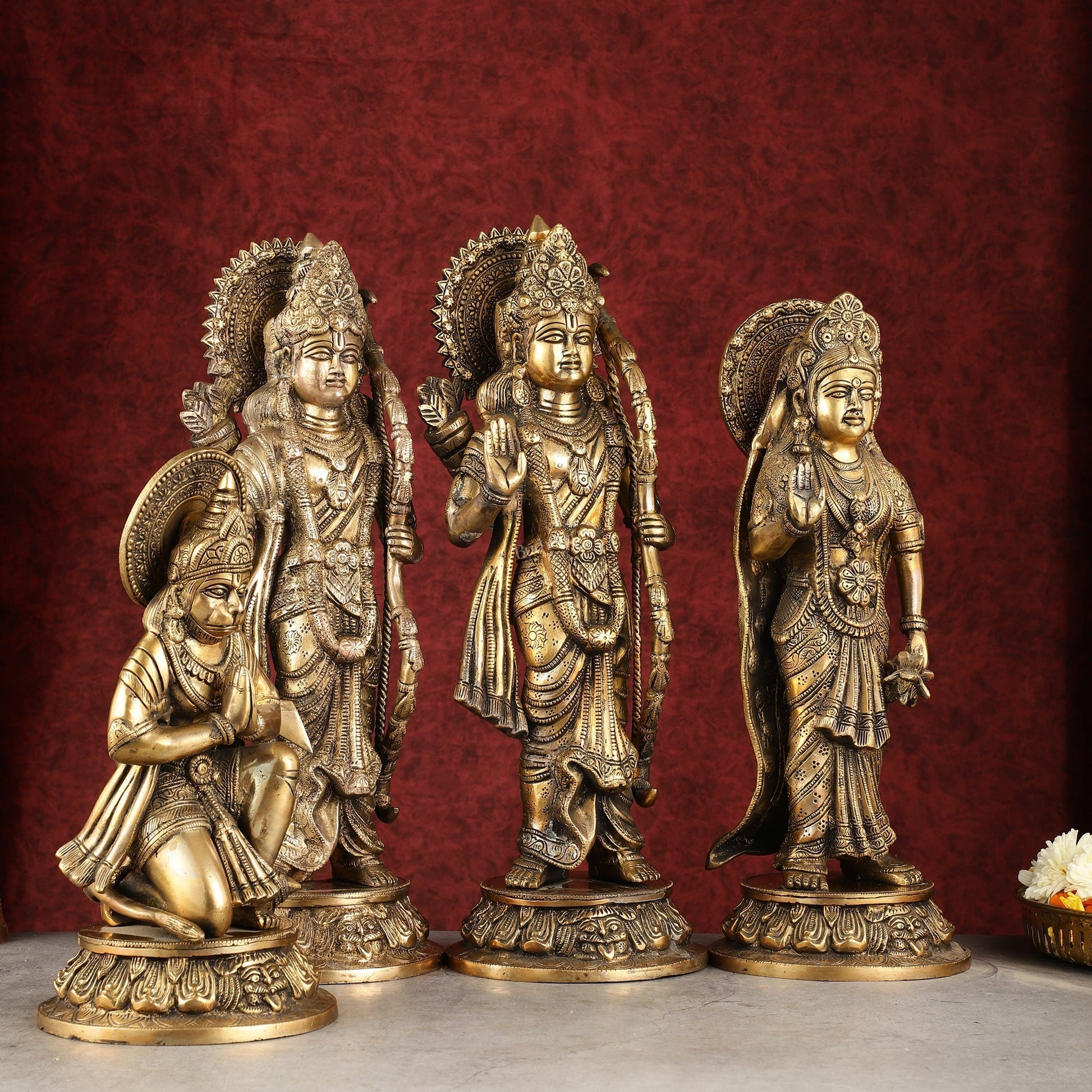 Antique Brass Ram Darbar Idols Set 16" - Finely Crafted