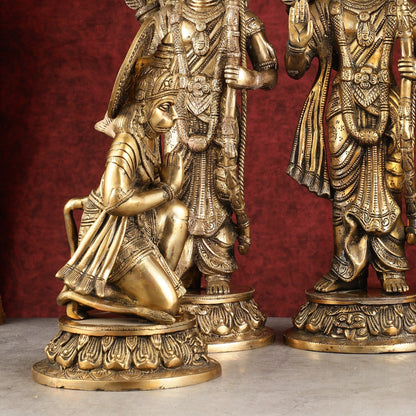 Antique Brass Ram Darbar Idols Set 16" - Finely Crafted