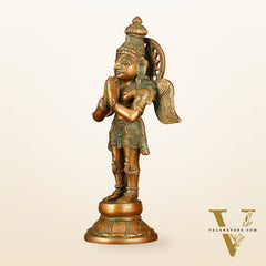 Antique Brass Standing Garuda Idol - 12" Divine Sculpture