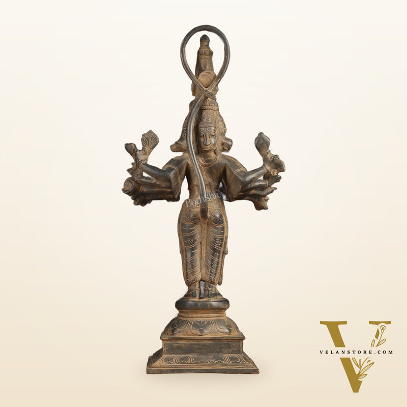 Antique Brass Standing Lord Panchmukhi Hanuman Statue 22 inch