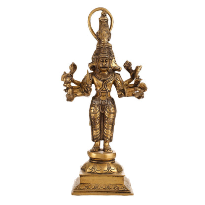 Antique Brass Standing Lord Panchmukhi Hanuman Statue 22 inch
