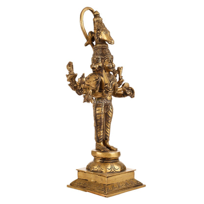 Antique Brass Standing Lord Panchmukhi Hanuman Statue 22 inch