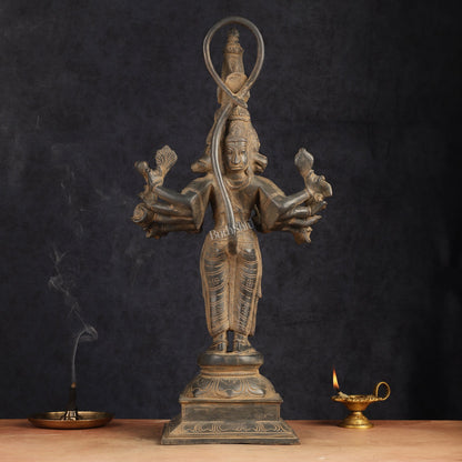Antique Brass Standing Lord Panchmukhi Hanuman Statue 22 inch