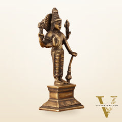 Antique Brass Standing Vishnu Idol - 7" Tall