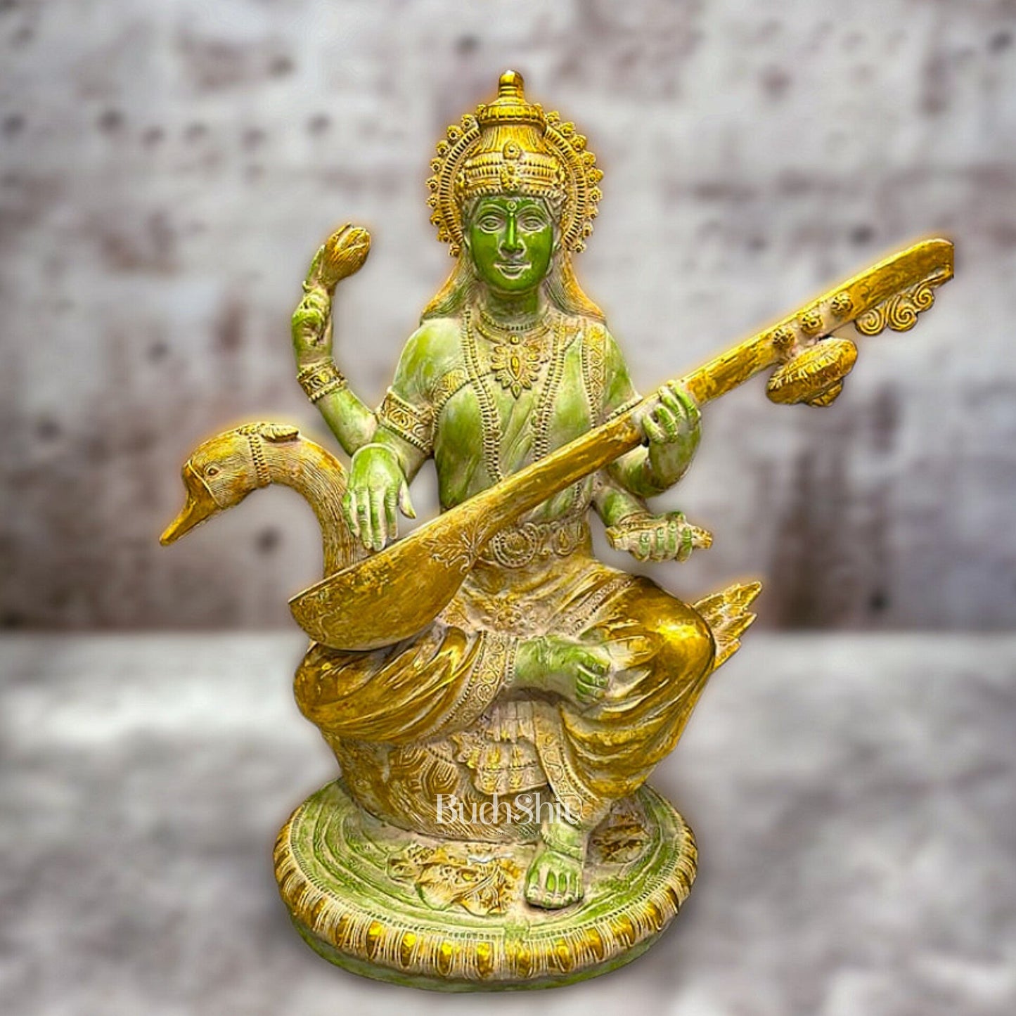 Antique Brass Superfine Goddess Saraswati Statue - 24"