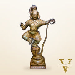 Antique Brass Superfine Kalinga Dancing Krishna Statue - 35"