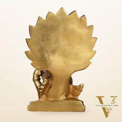 Antique Brass Superfine Kartikeya Lord Murugan Idol Seated on Peacock | Height 6 inch