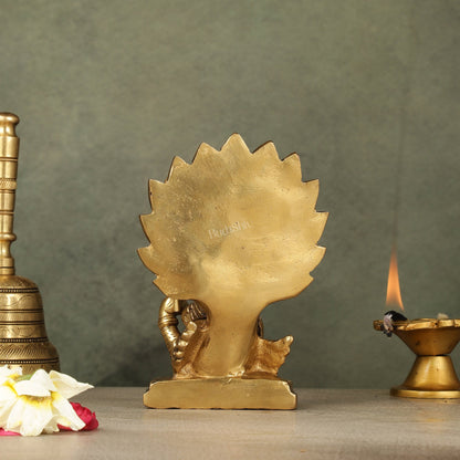 Antique Brass Superfine Kartikeya Lord Murugan Idol Seated on Peacock | Height 6 inch