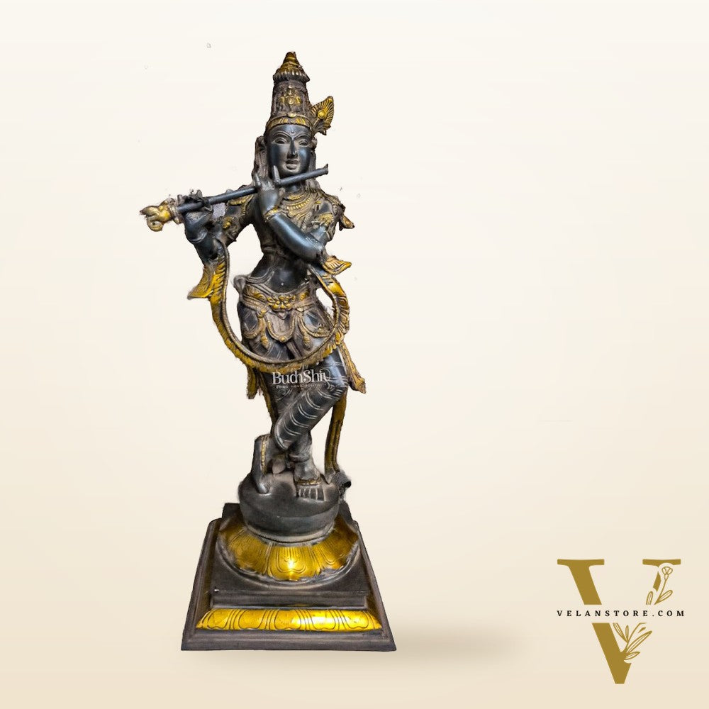 Antique Brass Superfine Lord Krishna Statue - 28"