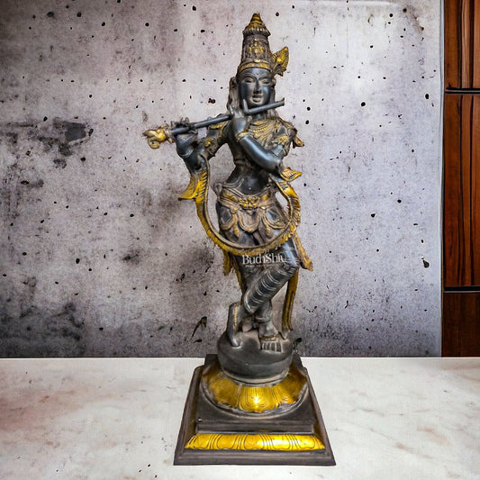 Antique Brass Superfine Lord Krishna Statue - 28"