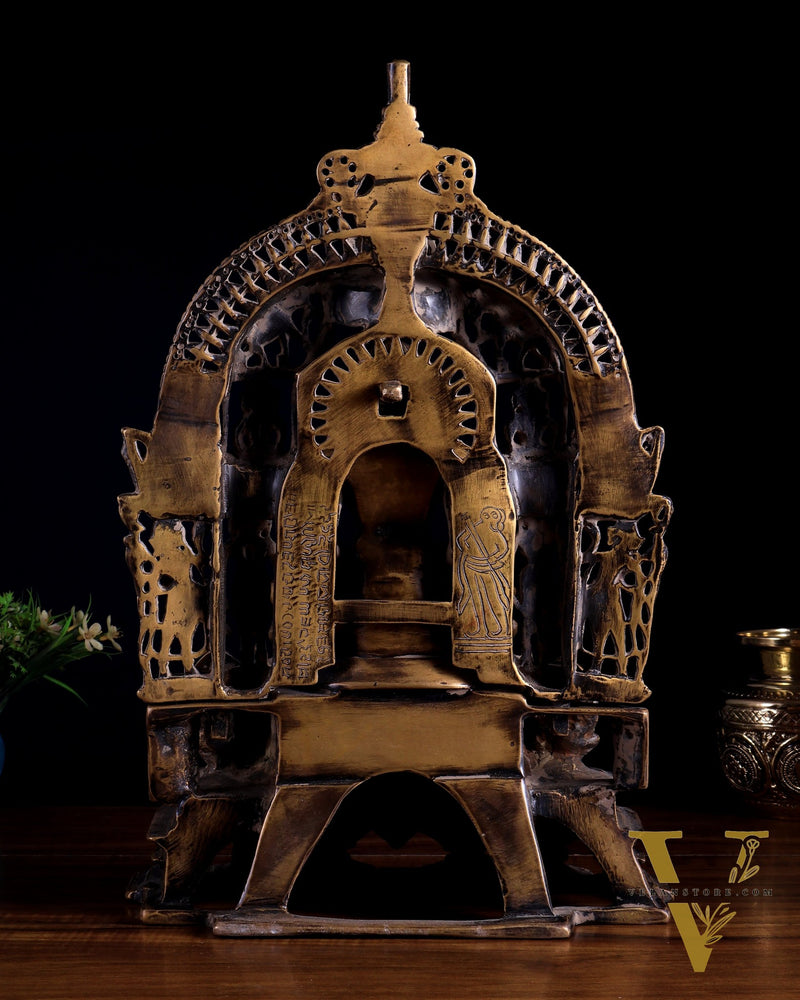 Antique Bronze Mahavir Ji with Jain Tirthankaras | Rustic Handcrafted Sculpture 16 inch