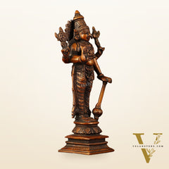 Antique Bronze Touch Brass Standing Vishnu Idol - 8