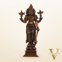 Antique Bronze Touch Brass Standing Vishnu Idol - 8