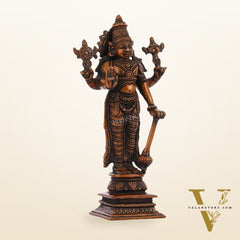 Antique Bronze Touch Brass Standing Vishnu Idol - 8