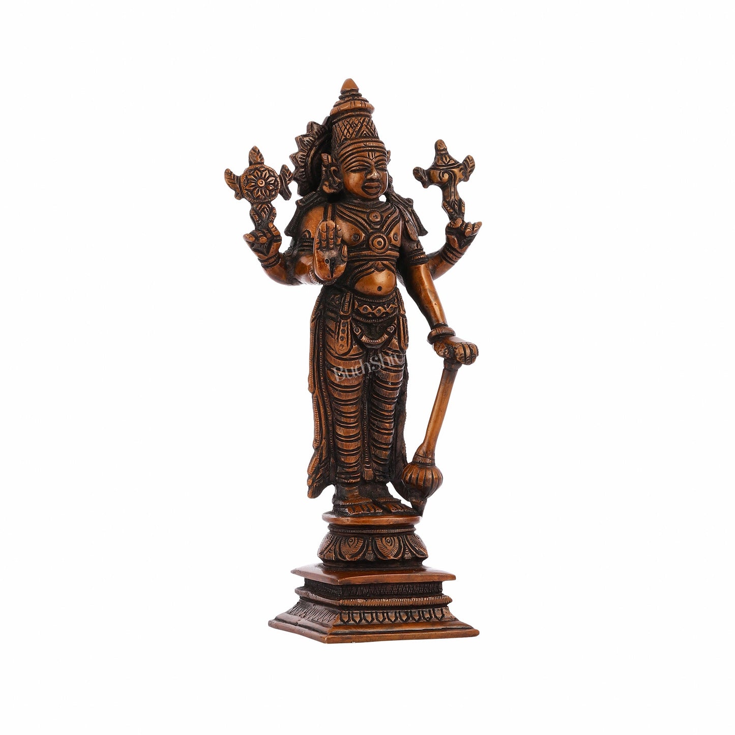 Antique Bronze Touch Brass Standing Vishnu Idol - 8