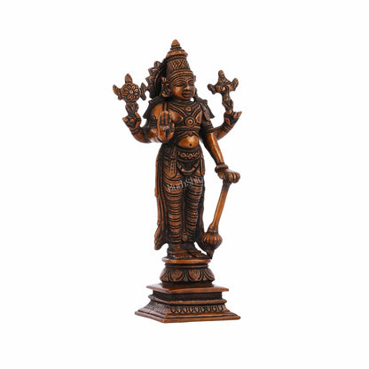 Antique Bronze Touch Brass Standing Vishnu Idol - 8