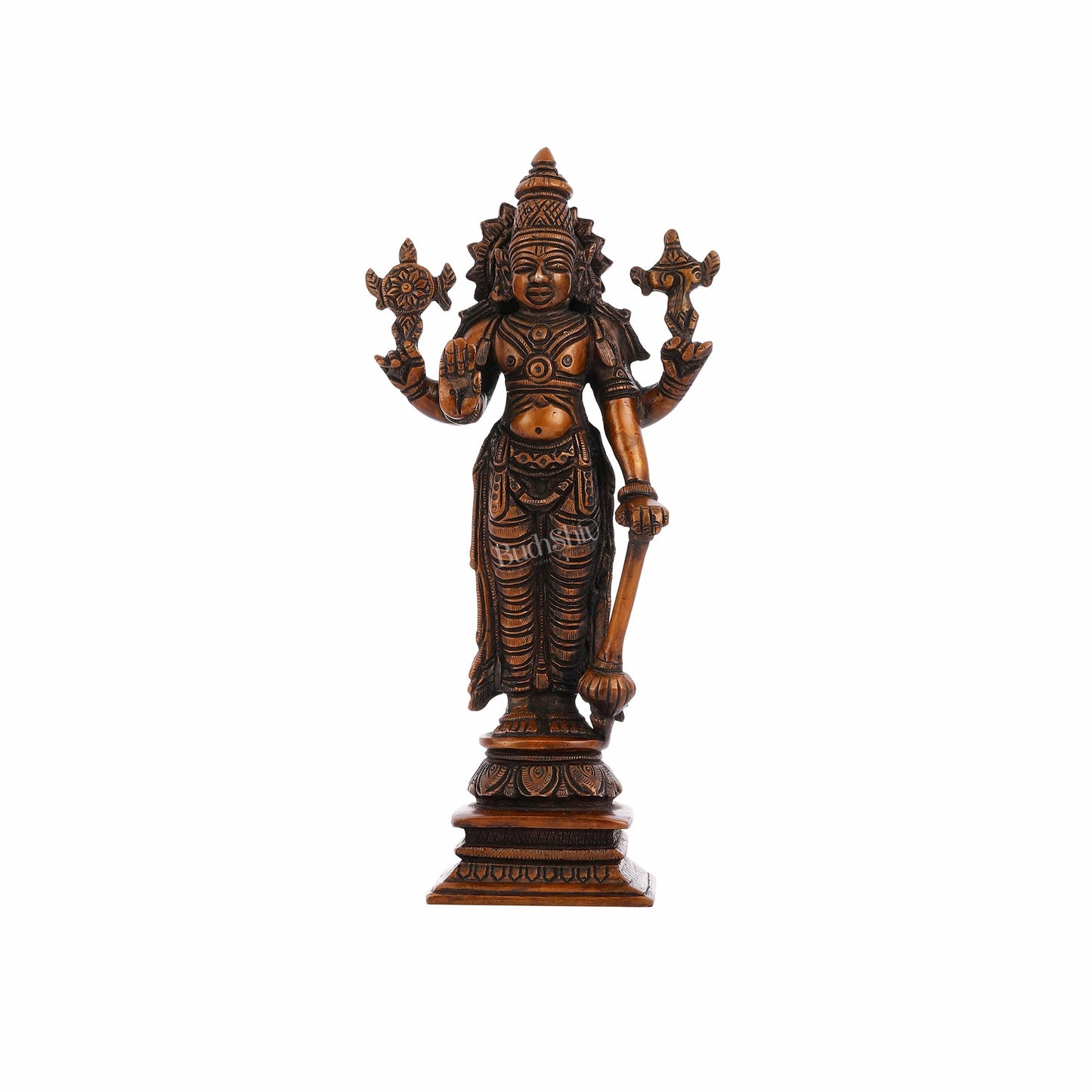 Antique Bronze Touch Brass Standing Vishnu Idol - 8