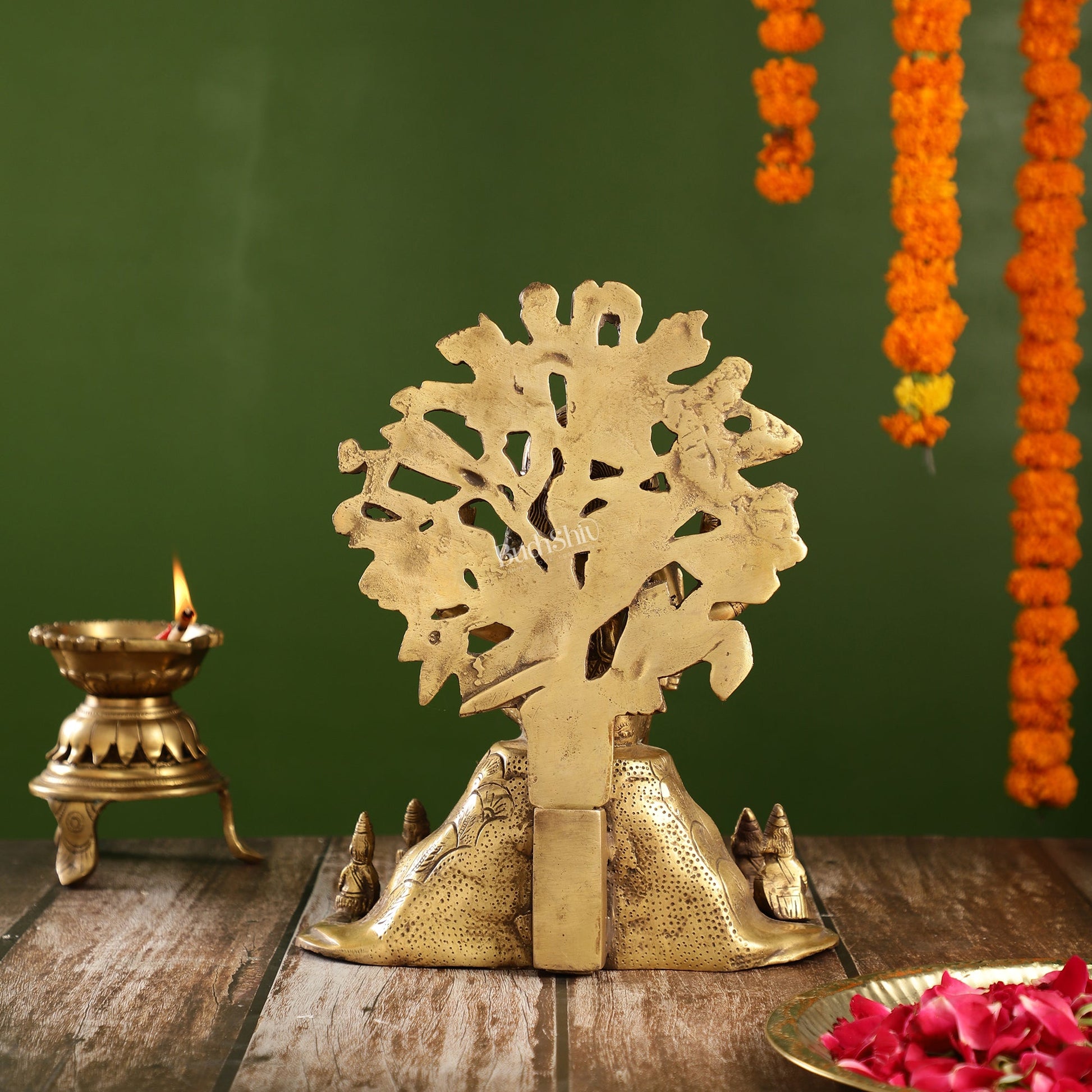 Antique Brass Dakshinamurthy Statue | 12" Vintage