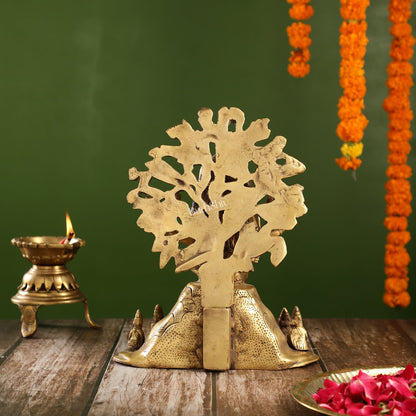 Antique Brass Dakshinamurthy Statue | 12" Vintage