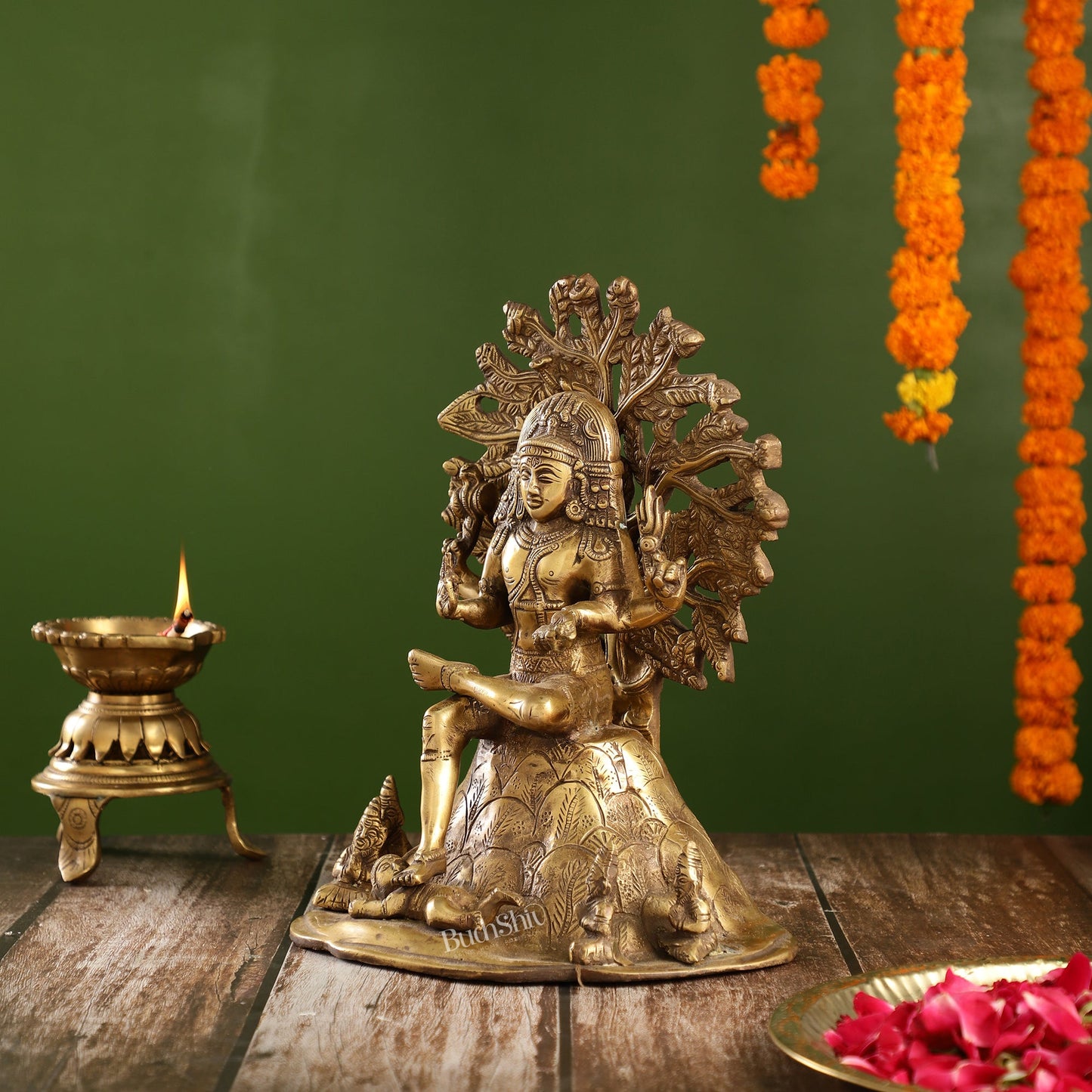 Antique Brass Dakshinamurthy Statue | 12" Vintage