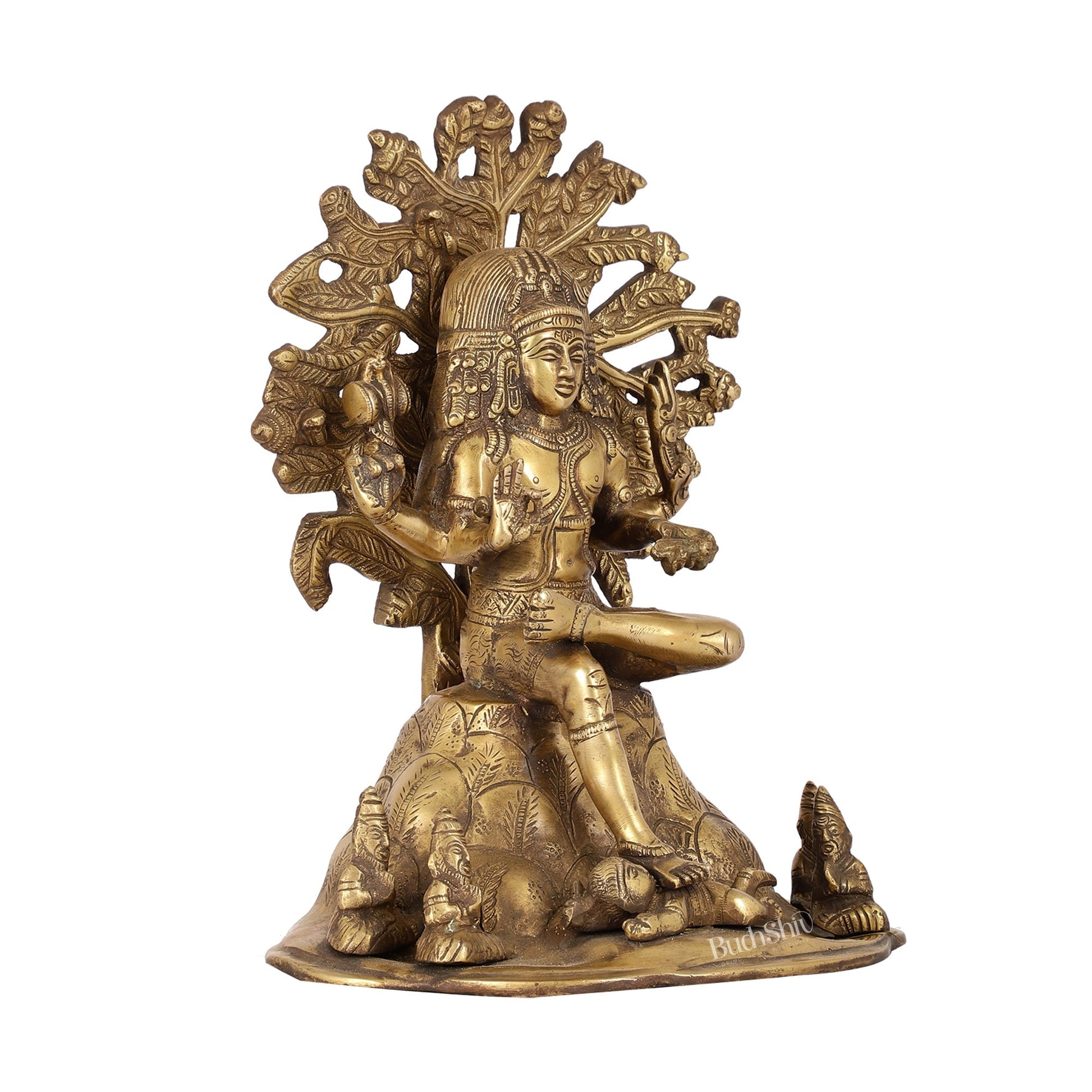 Antique Brass Dakshinamurthy Statue | 12" Vintage