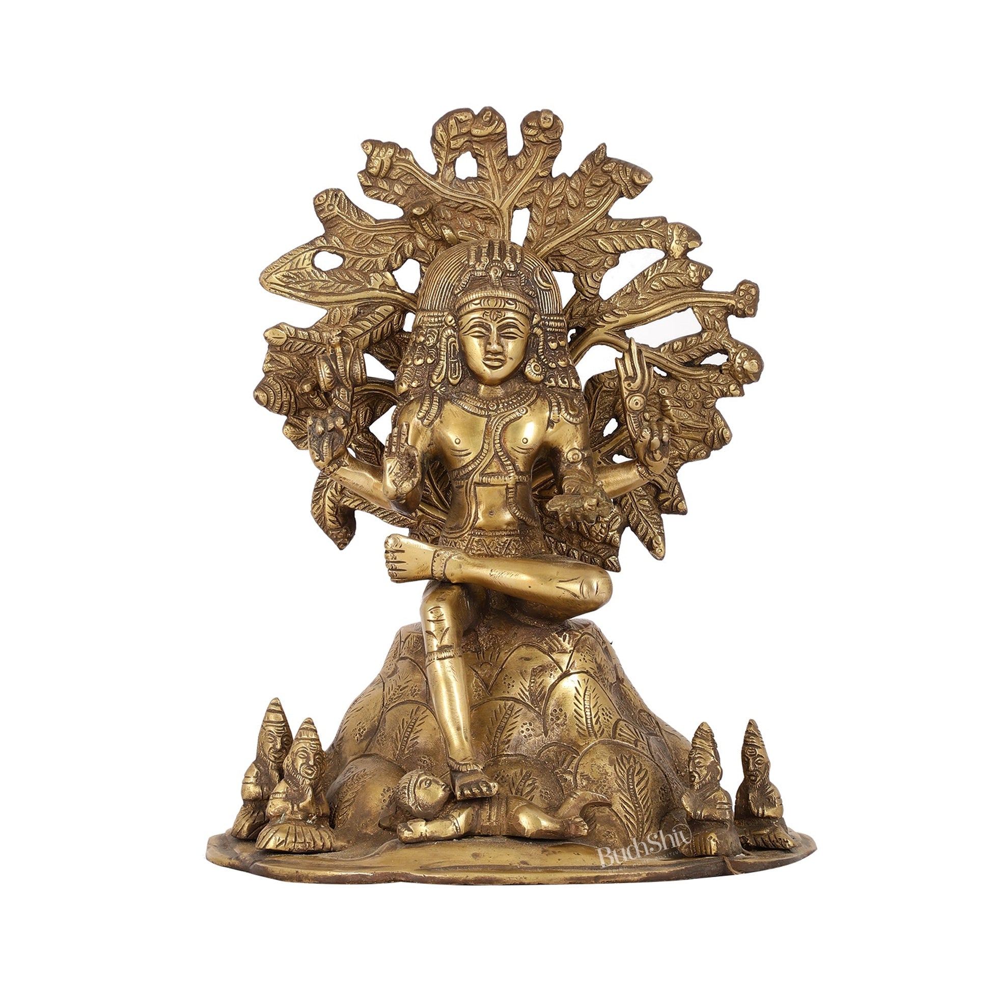 Antique Brass Dakshinamurthy Statue | 12" Vintage