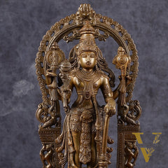 Antique Chola Style Pure Brass Lord Vishnu Statue with Garuda | 16 inches
