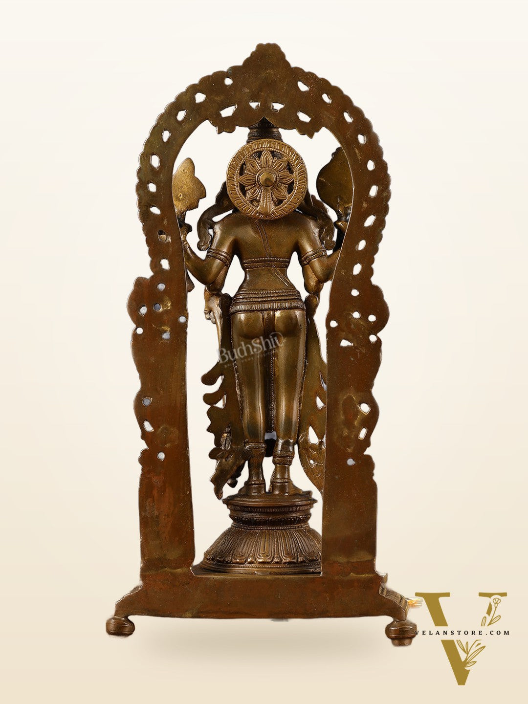Antique Chola Style Pure Brass Lord Vishnu Statue with Garuda | 16 inches
