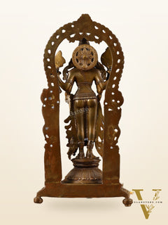 Antique Chola Style Pure Brass Lord Vishnu Statue with Garuda | 16 inches