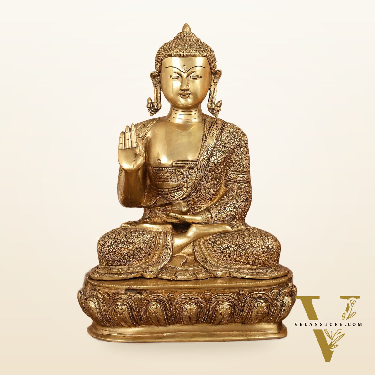 Antique Finish Brass Buddha Idol - 15"