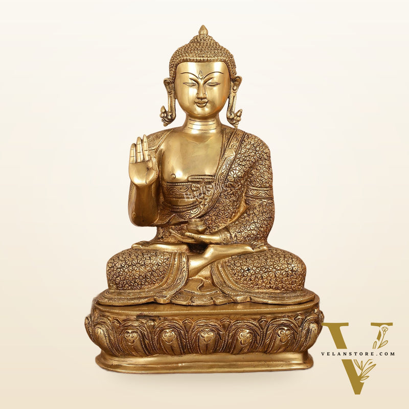 Antique Finish Brass Buddha Idol - 15"
