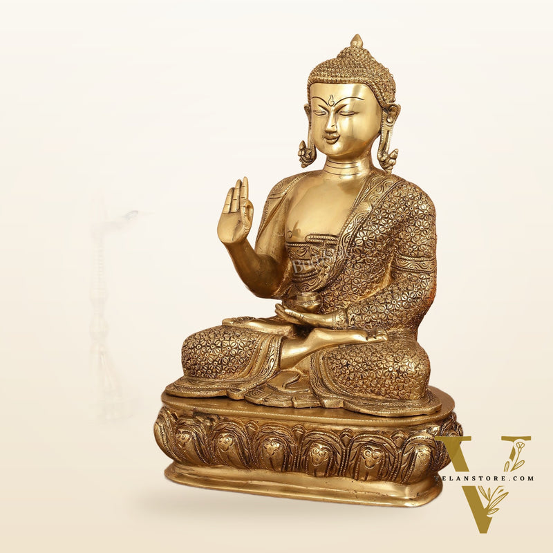 Antique Finish Brass Buddha Idol - 15"