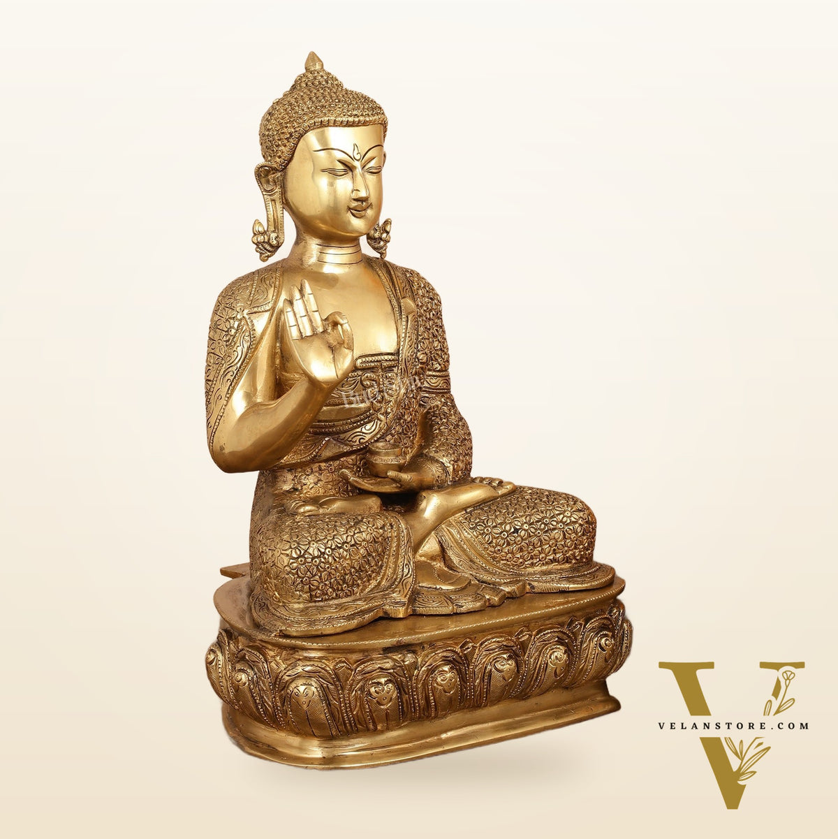 Antique Finish Brass Buddha Idol - 15"