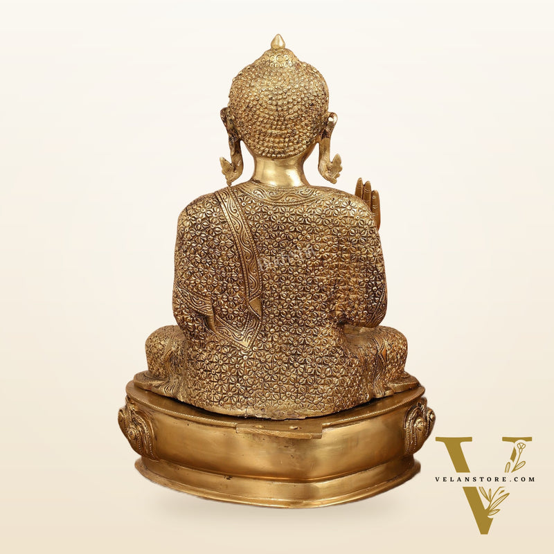 Antique Finish Brass Buddha Idol - 15"