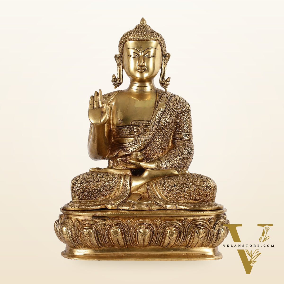 Antique Finish Brass Buddha Idol - 15"