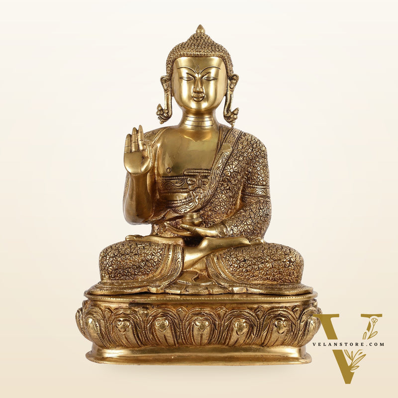Antique Finish Brass Buddha Idol - 15"