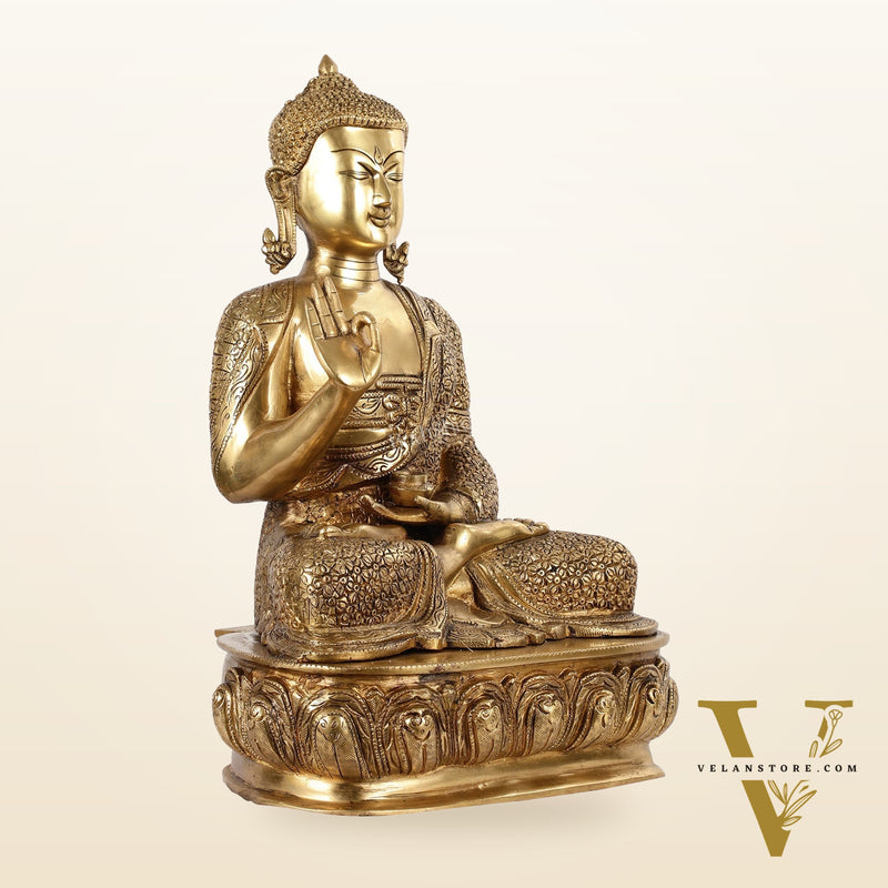 Antique Finish Brass Buddha Idol - 15"