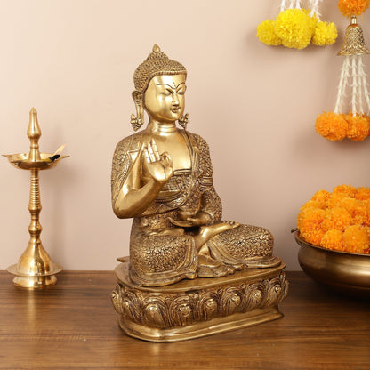 Antique Finish Brass Buddha Idol - 15"