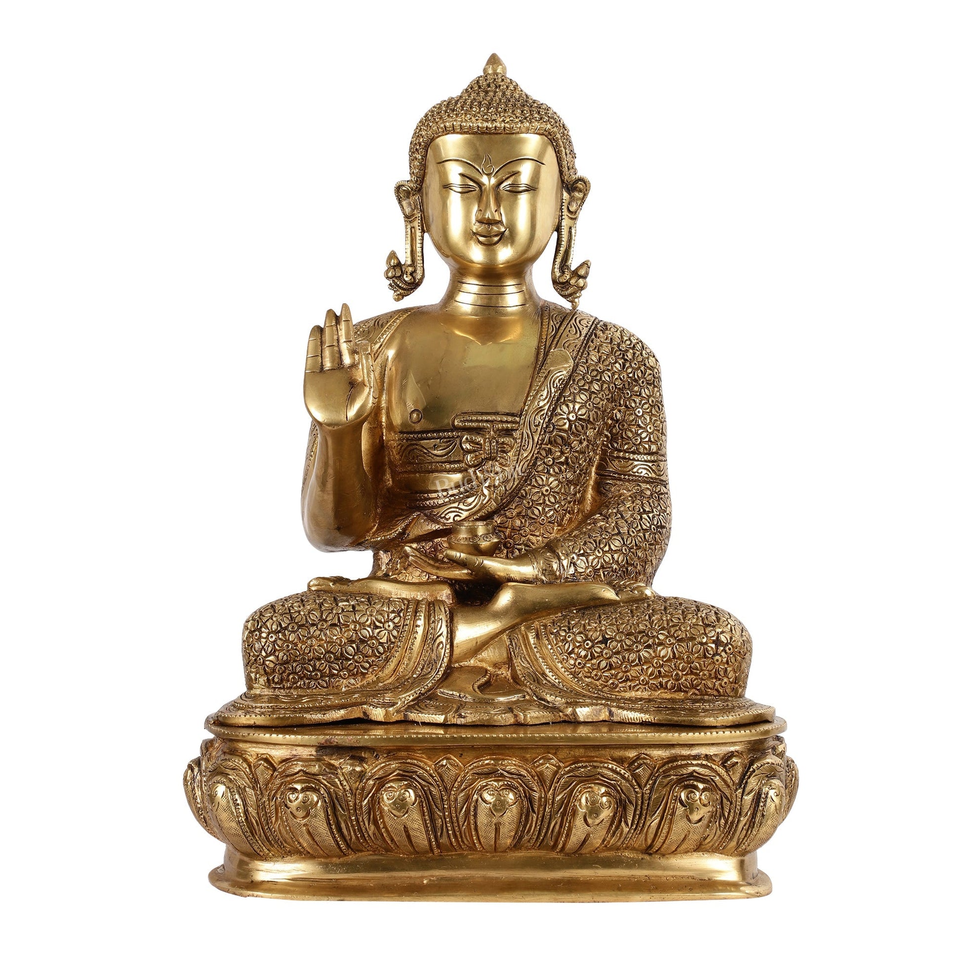 Antique Finish Brass Buddha Idol - 15"