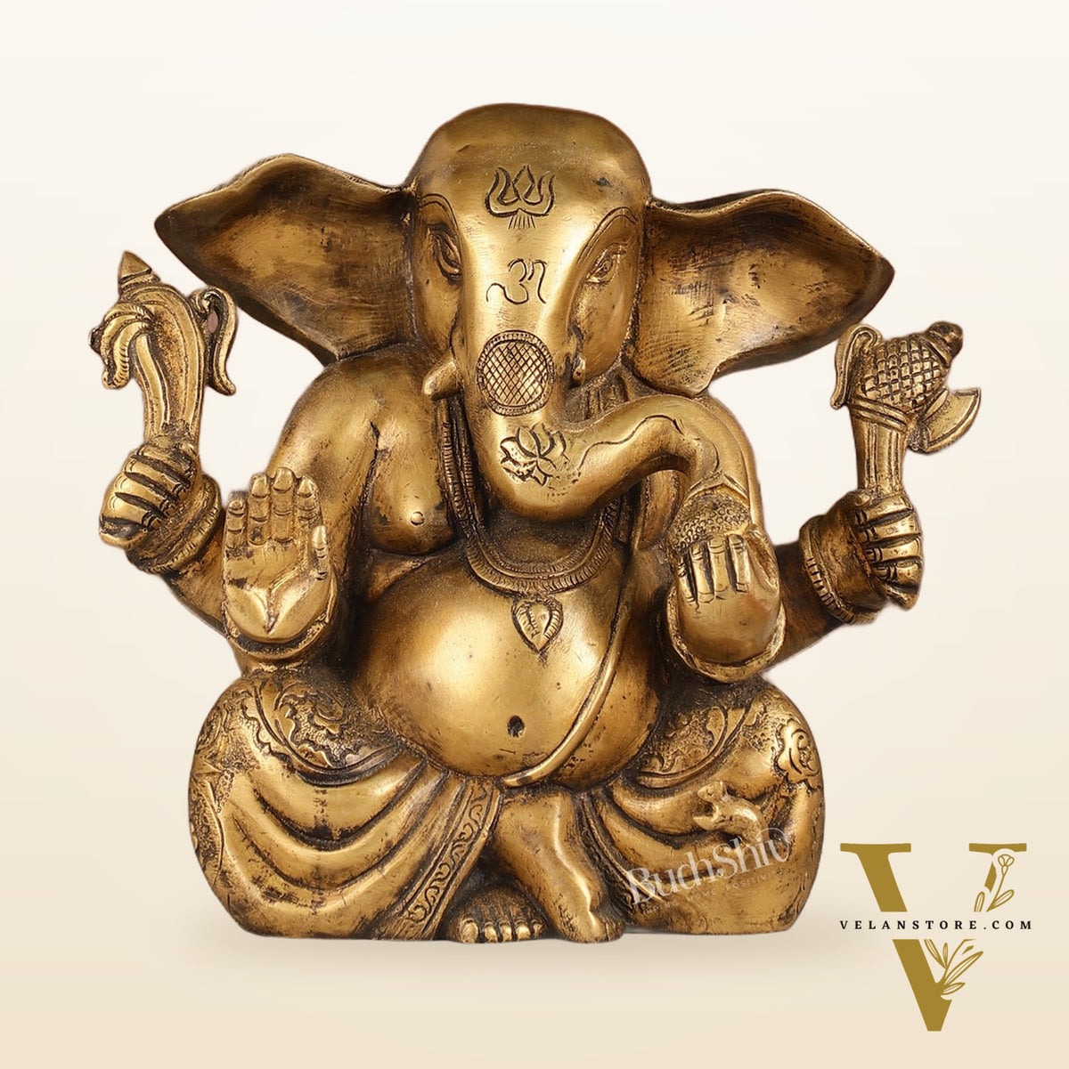 Antique Finish Brass Dhoti Ganesha Idol | 7.5" Height | Timeless Charm